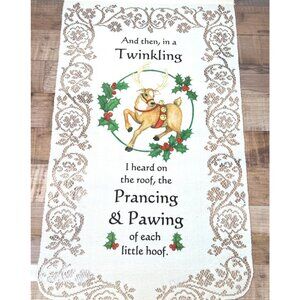 RARE Christmas Wall Hanging With Reindeer & Holly Design